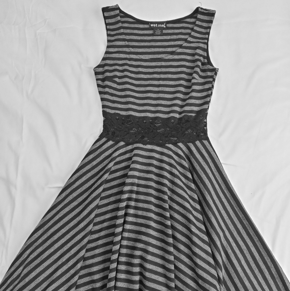 Black and Gray Horizontal Striped Dress